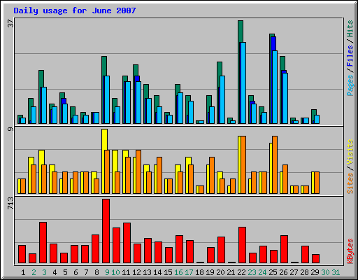Daily usage for June 2007