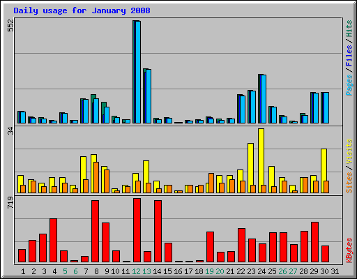 Daily usage for January 2008