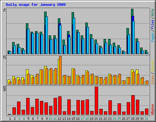 Daily usage for January 2009