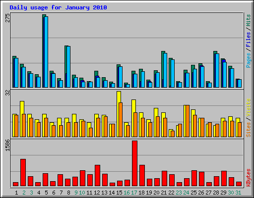 Daily usage for January 2010
