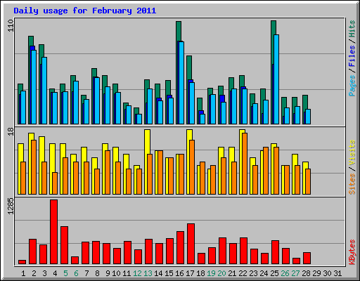 Daily usage for February 2011