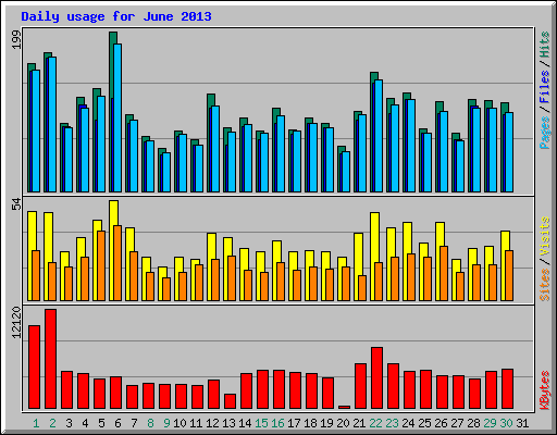 Daily usage for June 2013