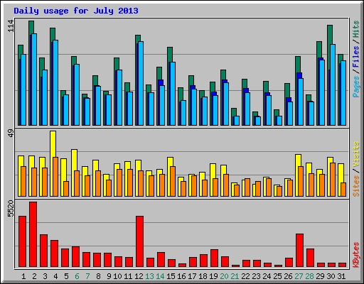 Daily usage for July 2013