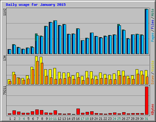Daily usage for January 2015