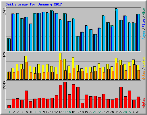 Daily usage for January 2017