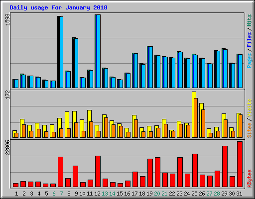 Daily usage for January 2018