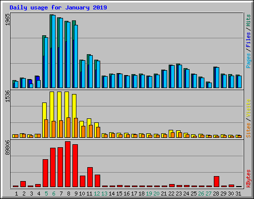 Daily usage for January 2019