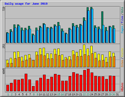 Daily usage for June 2019