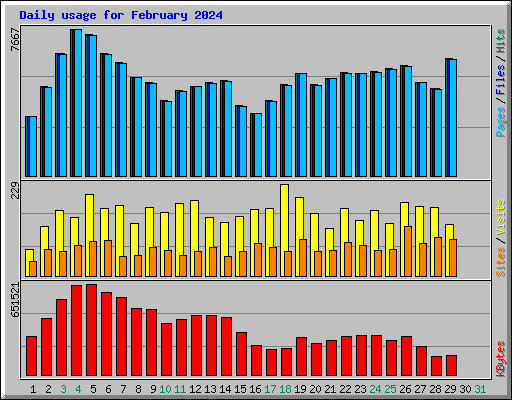 Daily usage for February 2024