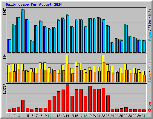 Daily usage for August 2024