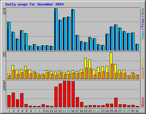 Daily usage for December 2024
