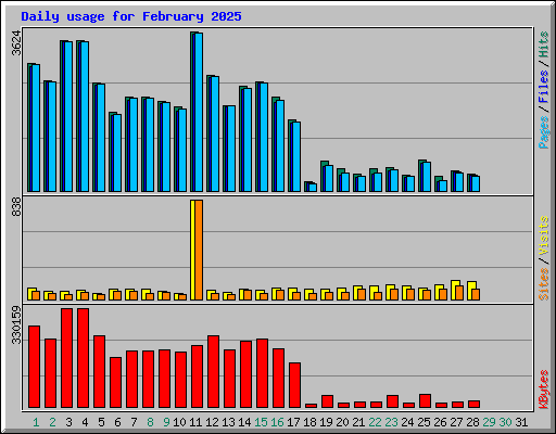 Daily usage for February 2025