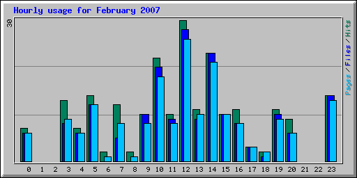 Hourly usage for February 2007