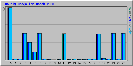 Hourly usage for March 2008