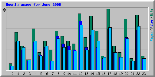 Hourly usage for June 2008