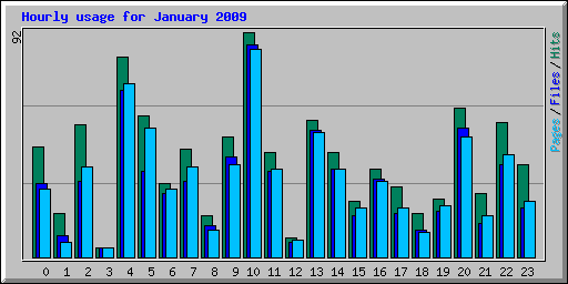 Hourly usage for January 2009