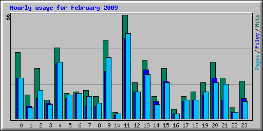 Hourly usage for February 2009