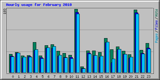 Hourly usage for February 2010