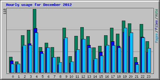 Hourly usage for December 2012