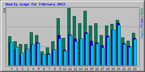 Hourly usage for February 2013