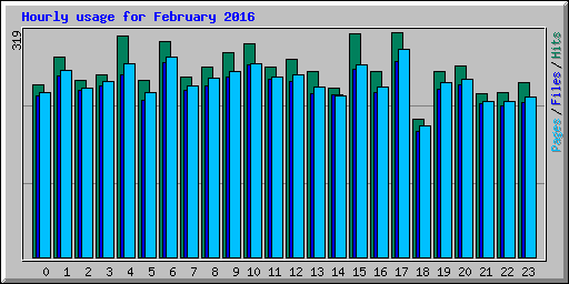 Hourly usage for February 2016