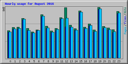 Hourly usage for August 2016