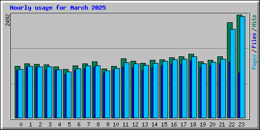 Hourly usage for March 2025